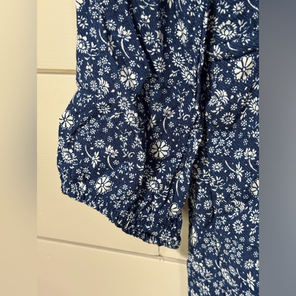 NEW GAP Split Neck Print Drop Waist Long Sleeve Dress Size M - Picture 6 of 11